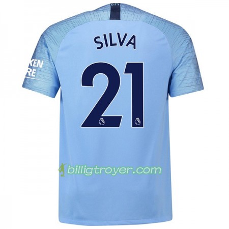 Billige Fotballdrakter Manchester City Silva 21 Hjemmedraktsett 2018/19 Kortermet